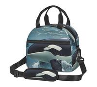 Borsa termica per il pranzo con orca killer whale, per donne e uomini, riutilizzabile, a prova di perdite, borsa termica per ufficio e picnic