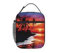 Borsa termica per il pranzo, con palme al crepuscolo, per donne e uomini, borsa termica per picnic, lavoro