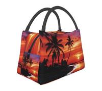 Borsa termica per il pranzo, con palme al crepuscolo, per donne e uomini, borsa termica per picnic, lavoro