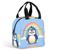Borsa termica per il pranzo con pinguino arcobaleno, a tenuta stagna, per lavoro, viaggi, attività all'aperto