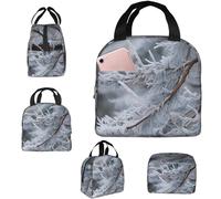Borsa termica per il pranzo con ramo ricoperto di neve, borsa per il pranzo da donna, borsa per il pranzo riutilizzabile