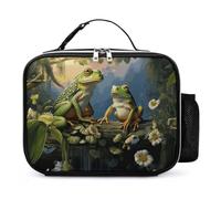 Borsa termica per il pranzo con rane che cantano sui rami, riutilizzabile, con porta bottiglia d'acqua, portatile, impermeabile, a prova di perdite, per donne e uomini, lavoro, viaggi, picnic