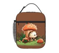 Borsa termica per il pranzo con riccio e funghi, per donne e uomini, riutilizzabile, a prova di perdite, borsa termica per il pranzo per ufficio e picnic
