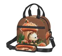 Borsa termica per il pranzo con riccio e funghi, per donne e uomini, riutilizzabile, a prova di perdite, borsa termica per il pranzo per ufficio e picnic