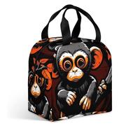 Borsa termica per il pranzo con scimmia sul ramo rosso, grande capacità, a prova di perdite, isolata, per donne e uomini, borsa termica portatile per ufficio, viaggi e picnic