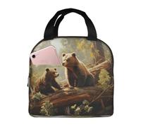 Borsa termica per il pranzo con simpatici orsetti che giocano nell'albero, per donne e uomini, riutilizzabile, a prova di perdite, borsa termica per il pranzo per ufficio e picnic