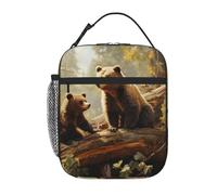 Borsa termica per il pranzo con simpatici orsetti che giocano nell'albero, per donne e uomini, riutilizzabile, a prova di perdite, borsa termica per il pranzo per ufficio e picnic