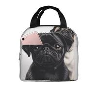 Borsa termica per il pranzo con simpatico cane carlino nero per donne uomini riutilizzabile a prova di perdite borsa termica per ufficio picnic