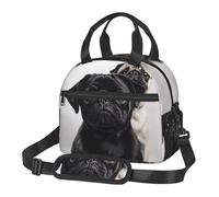 Borsa termica per il pranzo con simpatico cane carlino nero per donne uomini riutilizzabile a prova di perdite borsa termica per ufficio picnic
