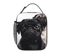 Borsa termica per il pranzo con simpatico cane carlino nero per donne uomini riutilizzabile a prova di perdite borsa termica per ufficio picnic