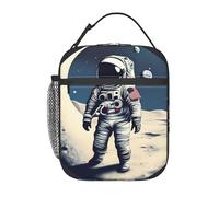 Borsa termica per il pranzo con stampa astronauta sulla luna, riutilizzabile, per lavoro, viaggi, picnic all'aperto, casual