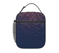 Borsa termica per il pranzo con stampa blu navy cielo e stelle, riutilizzabile, per lavoro, viaggi, picnic all'aperto, casual