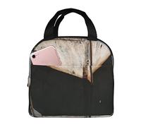 Borsa termica per il pranzo con stampa di barca sul fiume arrugginito, per donne e uomini, borsa termica per il pranzo, riutilizzabile, per infermieri e insegnanti