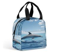 Borsa termica per il pranzo, con stampa di delfini che saltano, grande borsa per il pranzo, riutilizzabile, per adulti