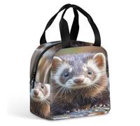 Borsa termica per il pranzo, con stampa di furetto peloso, grande borsa per il pranzo, riutilizzabile, per adulti
