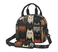 Borsa termica per il pranzo, con stampa di gatti, molto capiente, con disegni divertenti, per donne, uomini, studenti, viaggi