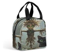 Borsa termica per il pranzo, con stampa di gatto nell'erba, grande borsa per il pranzo, riutilizzabile, per adulti