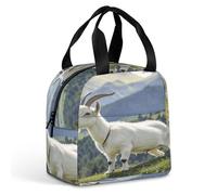 Borsa termica per il pranzo, con stampa di gatto sulla montagna, grande borsa per il pranzo, riutilizzabile, per adulti