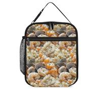 Borsa termica per il pranzo con stampa di risotto ai frutti di mare, portatile, con manico staccabile, per viaggi, lavoro, picnic