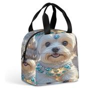 Borsa termica per il pranzo, con stampa di un bel cane maltese, grande borsa per il pranzo, riutilizzabile, per adulti