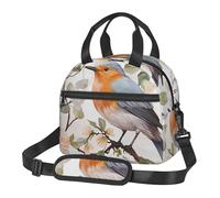 Borsa termica per il pranzo con stampa floreale ad acquerello Robin Bird Lunch Box per donne uomini riutilizzabile a prova di perdite borsa termica per ufficio picnic