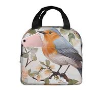 Borsa termica per il pranzo con stampa floreale ad acquerello Robin Bird Lunch Box per donne uomini riutilizzabile a prova di perdite borsa termica per ufficio picnic
