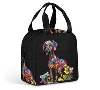 Borsa termica per il pranzo con stampa floreale con cane levriero borsa termica per il pranzo a tenuta stagna per lavoro viaggi all'aperto