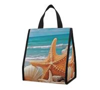 Borsa termica per il pranzo con stelle marine, conchiglie e spiaggia, per donne e uomini, borsa della spesa riutilizzabile, grande borsa termica a tenuta stagna, pieghevole, portatile, per lavoro