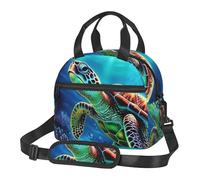 Borsa termica per il pranzo con tartarughe marine e pittura a diamante, per uomini e donne, per adulti, riutilizzabile, con tracolla regolabile, grande capacità, a prova di perdite, per lavoro, viaggi
