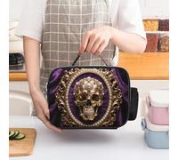Borsa termica per il pranzo con teschio in metallo barocco per donna, grande capacità, a prova di perdite, con manici staccabili, borsa termica con mantenimento del freddo/caldo per 5 ore, per uffic