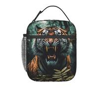 Borsa termica per il pranzo con tigre ruggente nella foresta, ideale per uomo e donna, per lavoro o per adulti. Borsa termica riutilizzabile di grande capacità, perfetta per picnic, viaggi, ufficio
