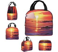 Borsa termica per il pranzo con tramonto sul mare calmo, borsa per il pranzo, borsa per il pranzo da donna, borsa riutilizzabile per il pranzo
