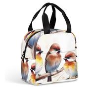 Borsa termica per il pranzo con uccelli che riposano sul ramo di un albero, per donne e uomini, a prova di perdite, antimacchia, riutilizzabile, borsa per il pranzo per lavoro, viaggi, attività