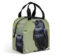 Borsa termica per il pranzo con uccelli corvi neri su un ramo, grande capacità, a prova di perdite, isolata, per donne e uomini, borsa termica portatile per ufficio, viaggi e picnic