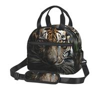 Borsa termica per il pranzo con una tigre al buio, per donne e uomini, riutilizzabile, a prova di perdite, borsa termica per il pranzo per ufficio e picnic