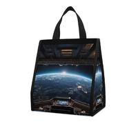 Borsa termica per il pranzo con vista sullo spazio esterno dalla navicella spaziale per donne e uomini, borsa della spesa riutilizzabile, grande borsa termica a tenuta stagna, pieghevole, portatile