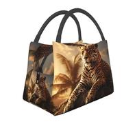 Borsa termica per il pranzo da donna, con motivo leopardato, grande capacità, a prova di perdite e facile da pulire per lavoro, picnic e viaggi