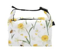 Borsa termica per il pranzo, da donna, con narcisi, colore bianco, borsa termica per lavoratori di giardinaggio, Unico Narciso Bianco, one size
