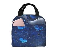 Borsa termica per il pranzo da donna, riutilizzabile, per ufficio, viaggio, termica, con cuore blu, borsa termica per il pranzo, a prova di perdite, borsa termica per uomo, grande capacità