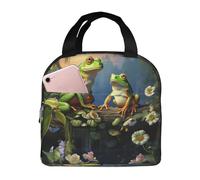 Borsa termica per il pranzo da donna, riutilizzabile, per ufficio, viaggio, termica, molte rane cantano sui rami, borsa termica per il pranzo, a prova di perdite, borsa termica per uomo, grande