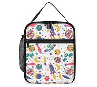 Borsa termica per il pranzo Draw Planets Spaceship Piccola borsa termica per il pranzo Universo dei cartoni animati Contenitore termico riutilizzabile per il pranzo Borsa per il lavoro Viaggi Picnic