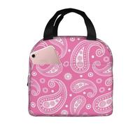 Borsa termica per il pranzo, elegante motivo cachemire rosa, riutilizzabile, per donne e uomini, borsa tote per lavoro, attività all'aperto, viaggi