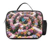 Borsa termica per il pranzo Flower Maze per donne/uomini, porta pranzo riutilizzabile per ufficio, lavoro, picnic, spiaggia - Borsa termica alla moda a tenuta stagna con manico, porta pranzo congela