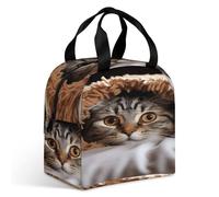 Borsa termica per il pranzo, gatto sotto la coperta stampa borsa pasto, borsa per il pranzo, borsa termica a tenuta stagna, borse per il pranzo portatili riutilizzabili