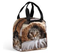 Borsa termica per il pranzo, gatto sotto la coperta stampa borsa pasto, borsa per il pranzo, borsa termica a tenuta stagna, borse per il pranzo portatili riutilizzabili