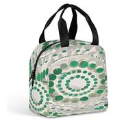 Borsa termica per il pranzo in alluminio, borsa per il pranzo stampata a cerchio verde, grande borsa per il pranzo, scatola riutilizzabile per il pranzo per adulti