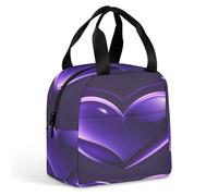 Borsa termica per il pranzo in foglio di alluminio, borsa per il pranzo stampata con amore viola, grande borsa per il pranzo, scatola riutilizzabile per adulti