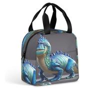 Borsa termica per il pranzo in foglio di alluminio, borsa per il pranzo stampata in stile dinosauro verde, grande borsa per il pranzo, scatola per il pranzo riutilizzabile per adulti