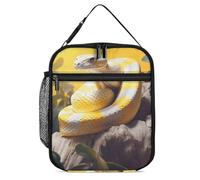 Borsa termica per il pranzo in pitone giallo e bianco per lavoro e viaggio - Borsa termica Bento Box a prova di perdite per uomo e donna