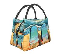 Borsa termica per il pranzo, infradito e scena di spiaggia tropicale, porta pranzo per donne e uomini, borsa termica riutilizzabile a prova di perdite per ufficio, picnic